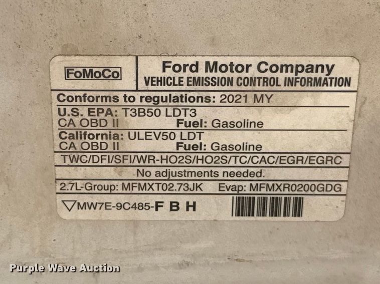 image for item NK9154 2021 Ford F150 Ext. Cab pickup truck