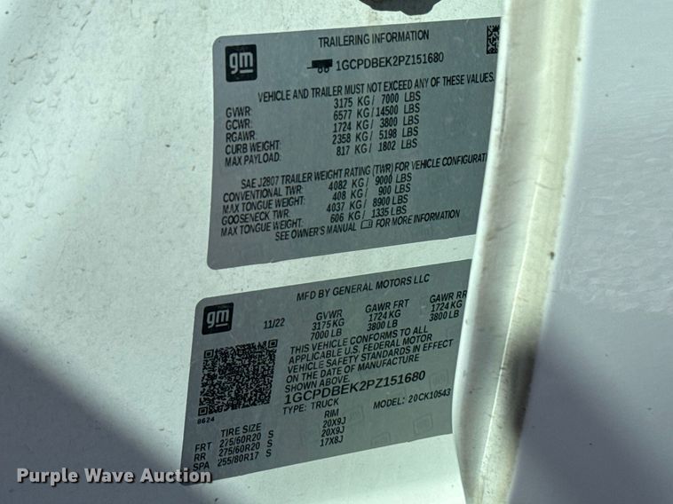 image for item NK9169 2023 Chevrolet Silverado 1500 Crew Cab pickup truck