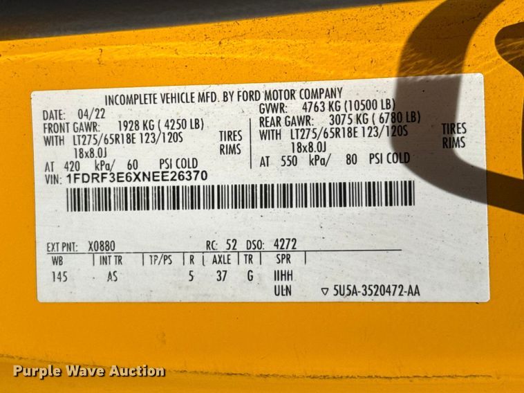 image for item NK9176 2022 Ford F350 Super Duty utility bed pickup truck