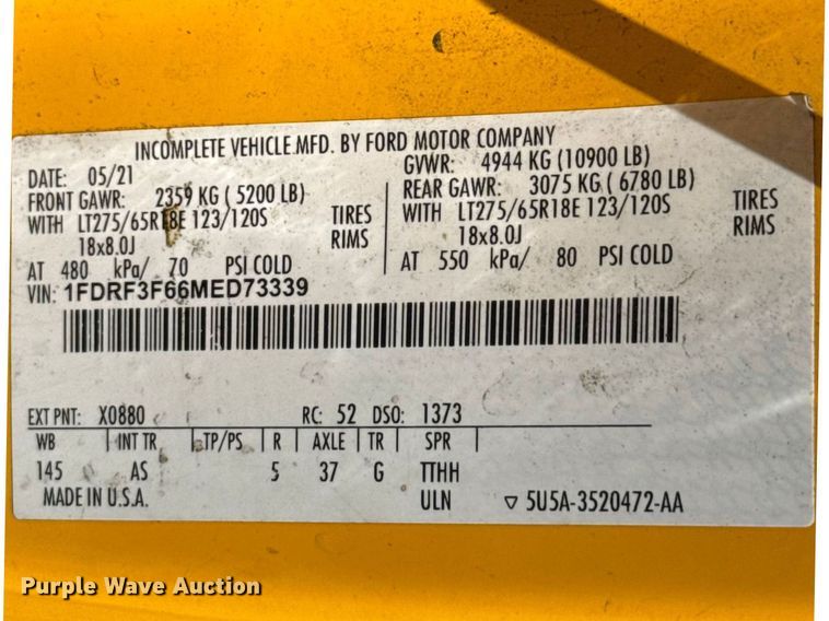 image for item NK9177 2021 Ford F350 Super Duty utility bed pickup truck