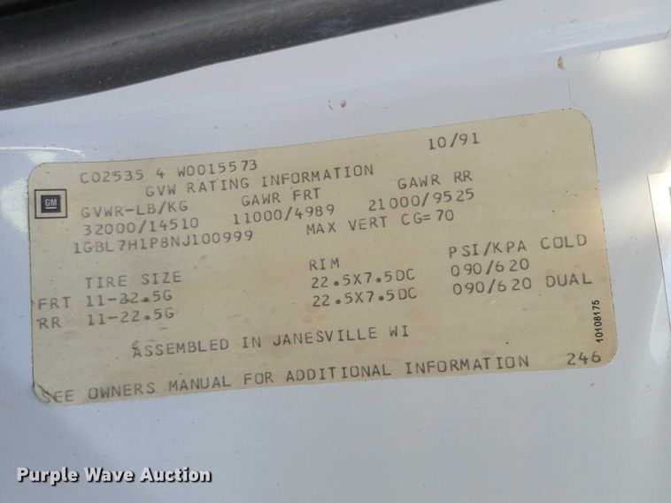 image for item NK9999 1992 Chevrolet  Kodiak water truck