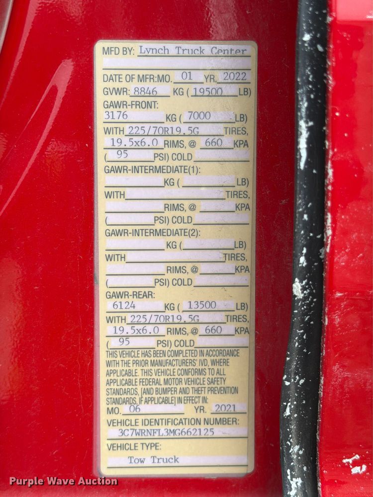 image for item YA2466 2021 RAM 5500 Crew Cab tow truck