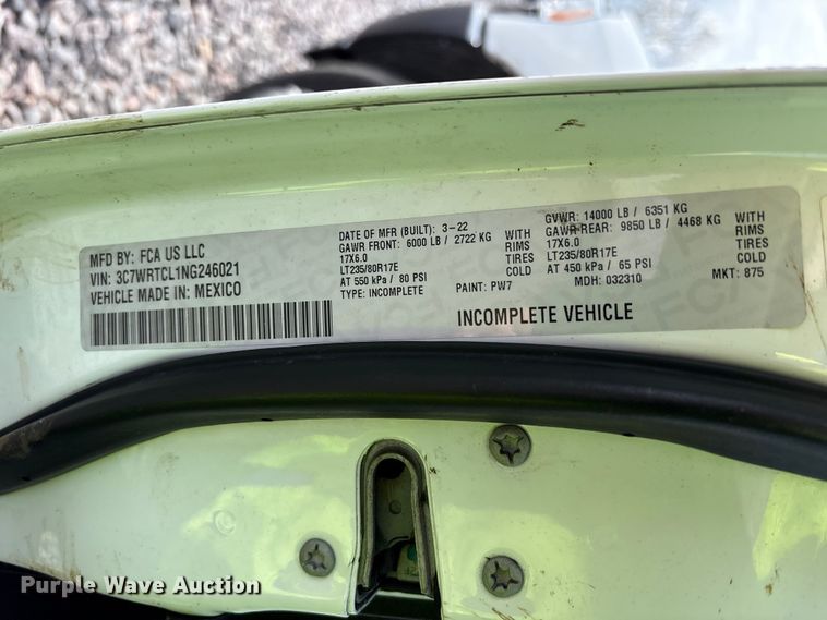 image for item YA2748 2022 RAM 3500 Crew Cab utility bed pickup truck