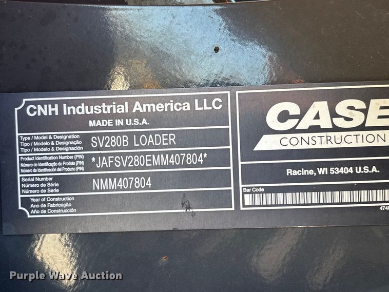 image for item DT0096 2021 Case SV280B skid steer loader