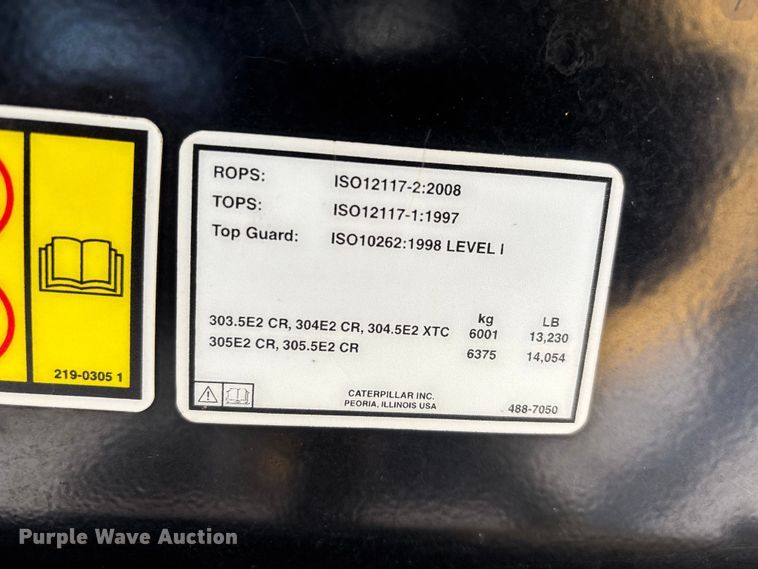 image for item DT0098 2020 Caterpillar 303.5E2 CR mini excavator