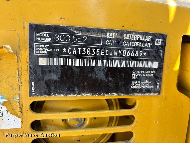 image for item DT0098 2020 Caterpillar 303.5E2 CR mini excavator