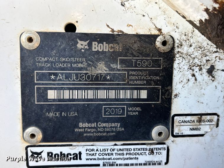 image for item DT0099 2019 Bobcat T590 tracked skid steer loader