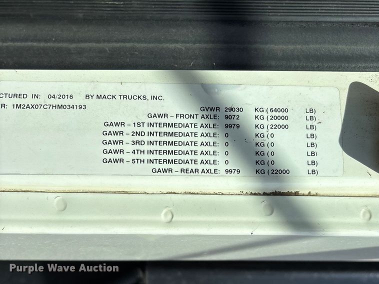 image for item DT0128 2017 Mack Granite GU713 dump truck