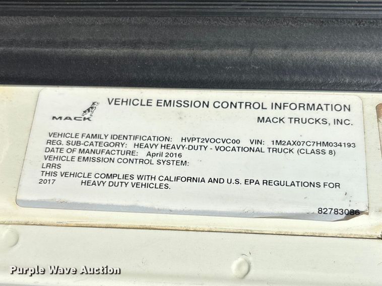 image for item DT0128 2017 Mack Granite GU713 dump truck