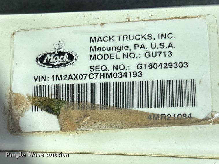 image for item DT0128 2017 Mack Granite GU713 dump truck