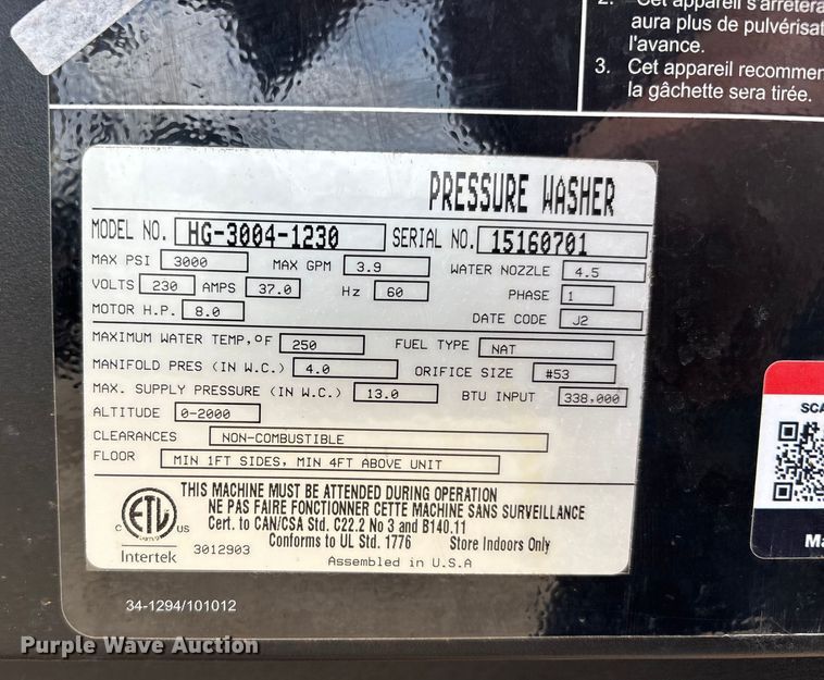 image for item DT0135 Mi-T-M HG-3004-1230 pressure washer