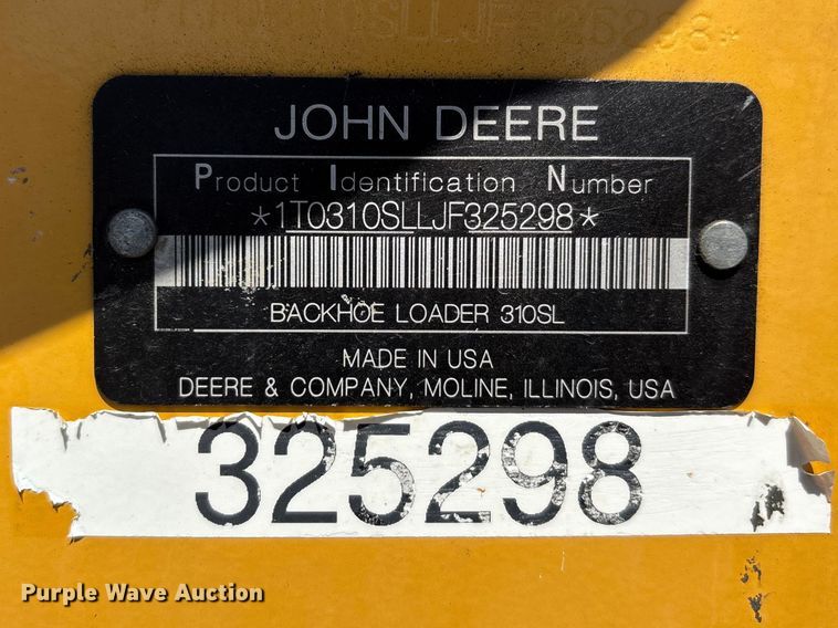 image for item DT0178 2018 John Deere 310SL backhoe
