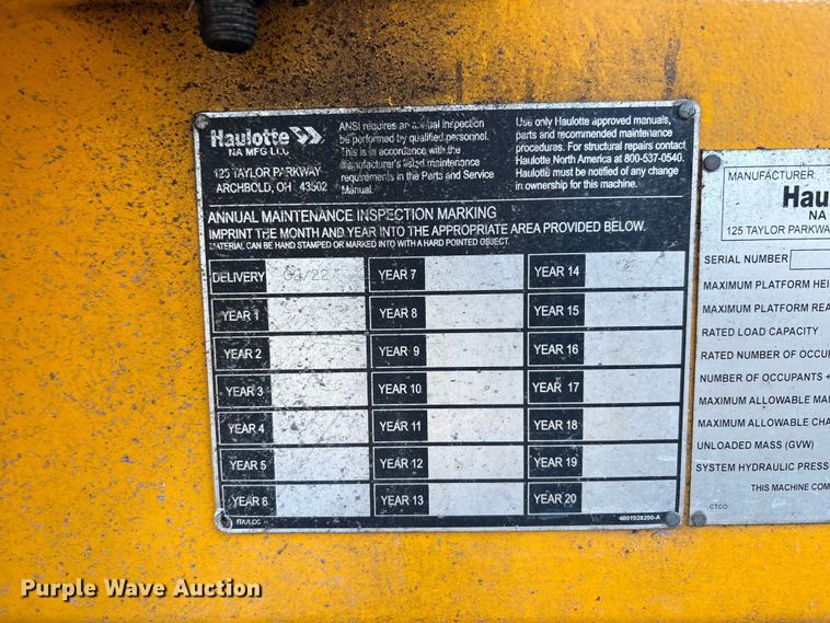 image for item DU0461 2022 Haulotte 5533A boom lift