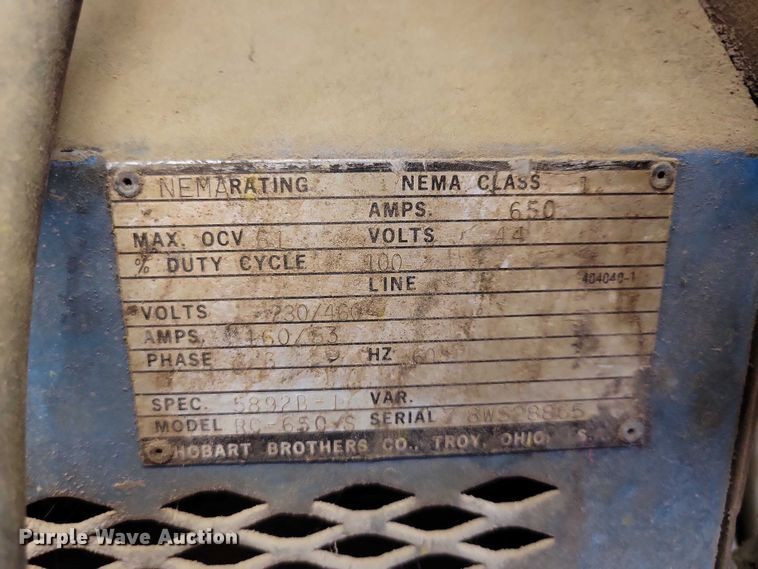 image for item DZ7014 Hobart Mega Mig 650 welder/generator