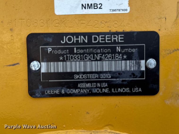 image for item EA2331 2022 John Deere 331G tracked skid steer loader