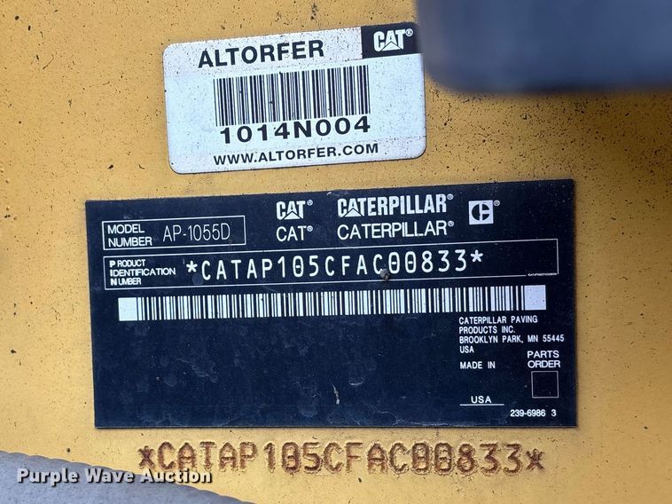 image for item EA4746 2010 Caterpillar AP–1055D paver
