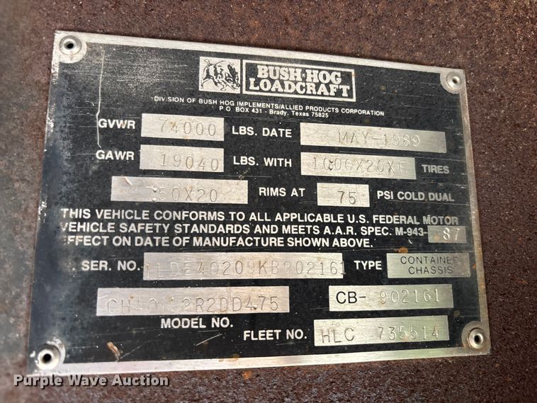 image for item EA5473 1989 Loadcraft container trailer