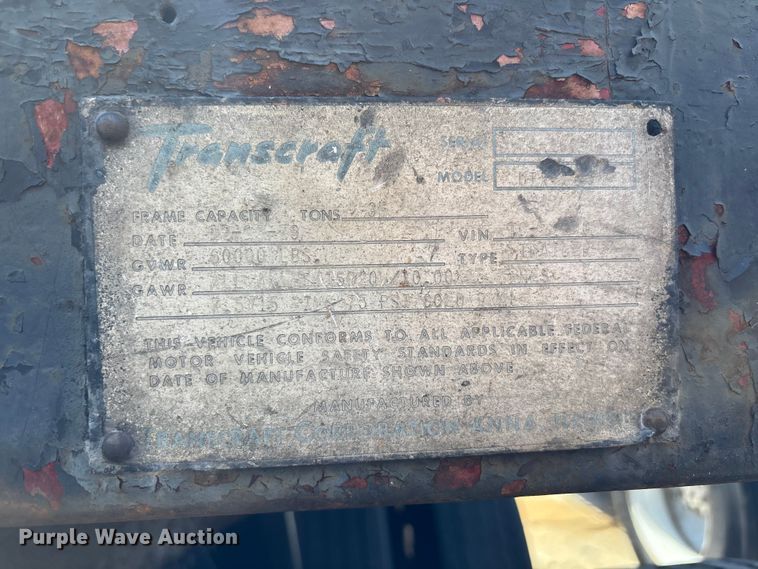 image for item EA5476 1980 Transcraft drop deck equipment trailer