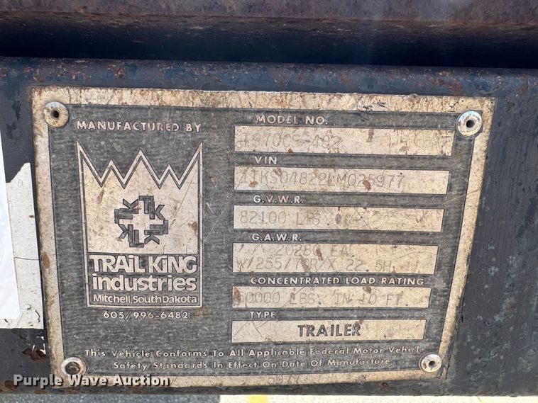 image for item EA5479 1990 TrailKing TS70CS-482 drop deck equipment trailer