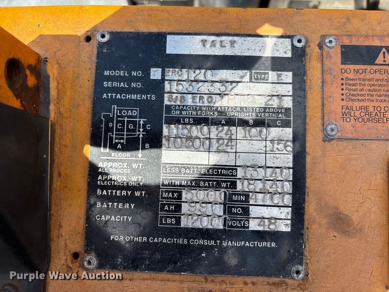image for item EA5494 Yale ERC120 forklift
