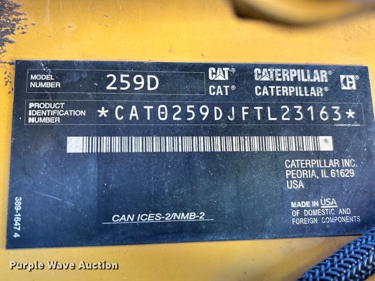 image for item EA7275 2019 Caterpillar 259D tracked skid steer loader