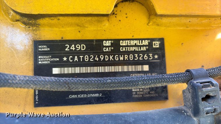 image for item EA7276 2019 Caterpillar 249D tracked skid steer loader