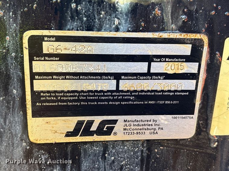 image for item EA7278 2015 JLG G6-42A telehandler