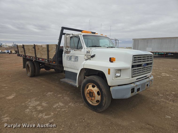image for item EB1385 1992 Ford F600 dump flatbed truck