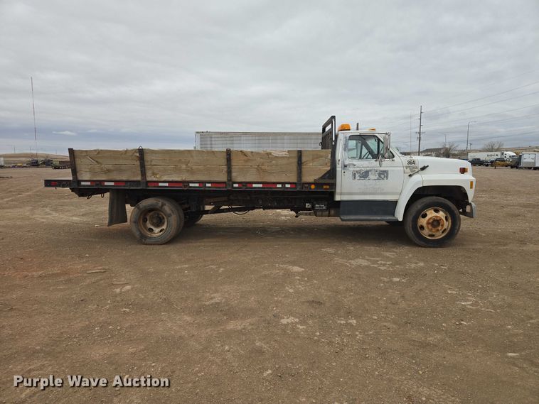 image for item EB1385 1992 Ford F600 dump flatbed truck
