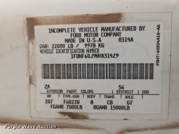 image for item EB1385 1992 Ford F600 dump flatbed truck