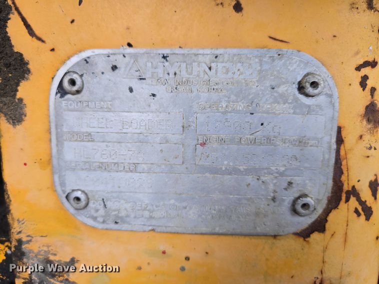 image for item EB1389 2007 Hyundai HL760-7A wheel loader