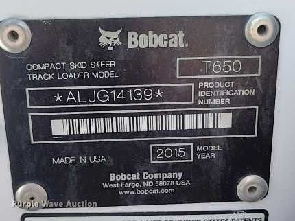 image for item ED0017 2015 Bobcat T650 tracked skid steer loader