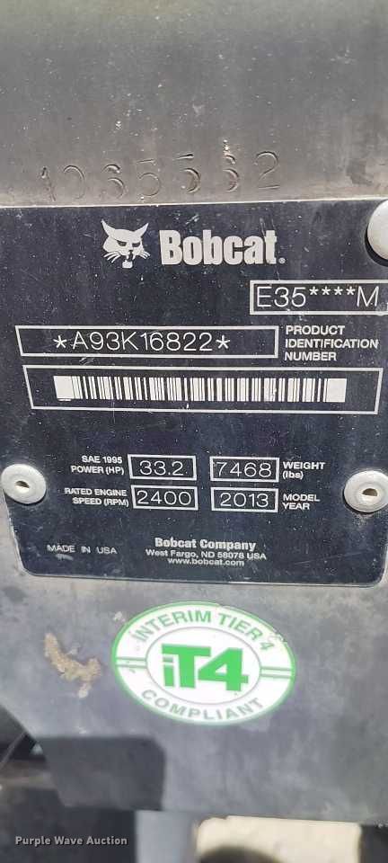 image for item ED0018 2013 Bobcat E35 mini excavator
