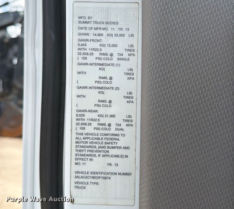 image for item ED5192 2014 Freightliner Business Class M2 utility / service truck