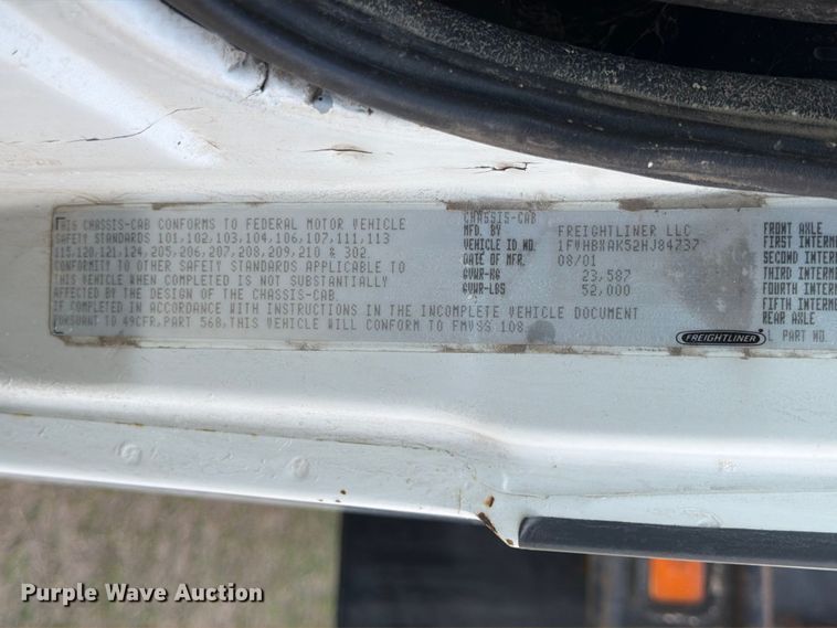 image for item ED5202 2002 Freightliner FL80 crane truck