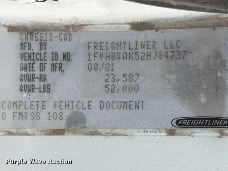 image for item ED5202 2002 Freightliner FL80 crane truck