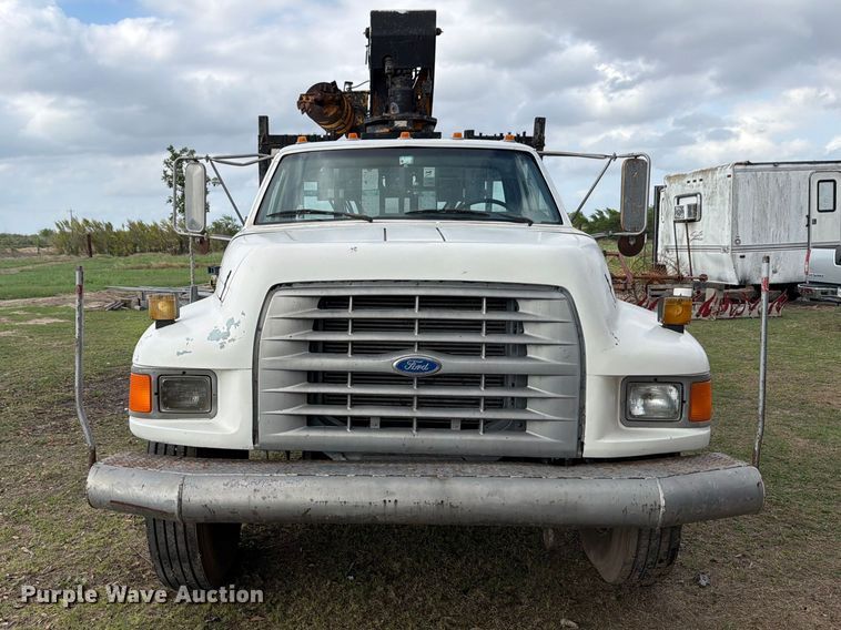 image for item ED5203 1996 Ford F800 digger derrick truck