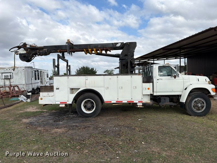 image for item ED5203 1996 Ford F800 digger derrick truck