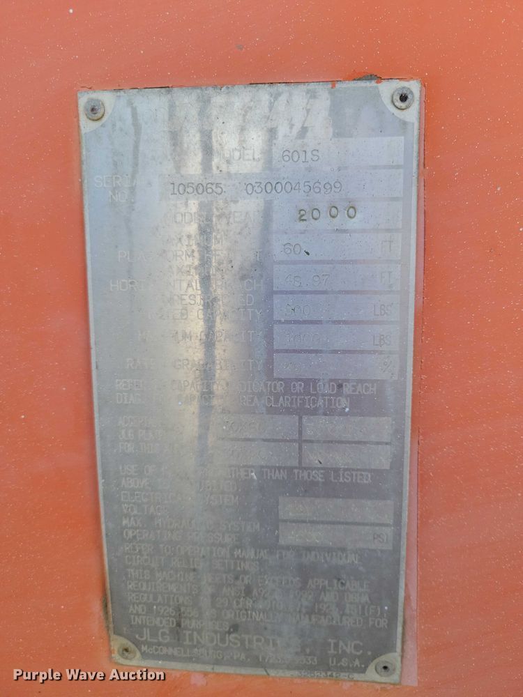 image for item EE0920 2000 JLG 601S boom lift