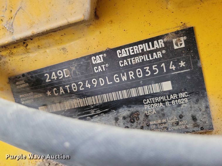 image for item EE0925 2019 Caterpillar 249D tracked skid steer loader