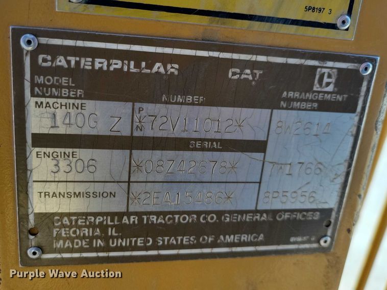 image for item EE0931 1988 Caterpillar 140G motor grader