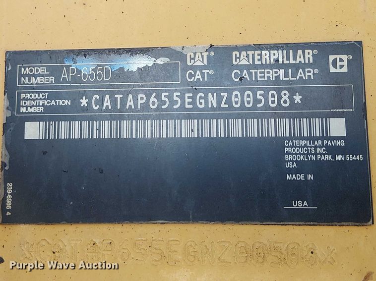 image for item EE5282 2014 Caterpillar AP655D paver