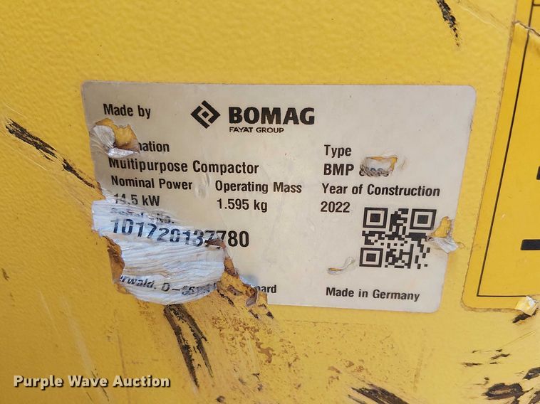 image for item EE5283 2022 Bomag Bmp8500 trench compactor