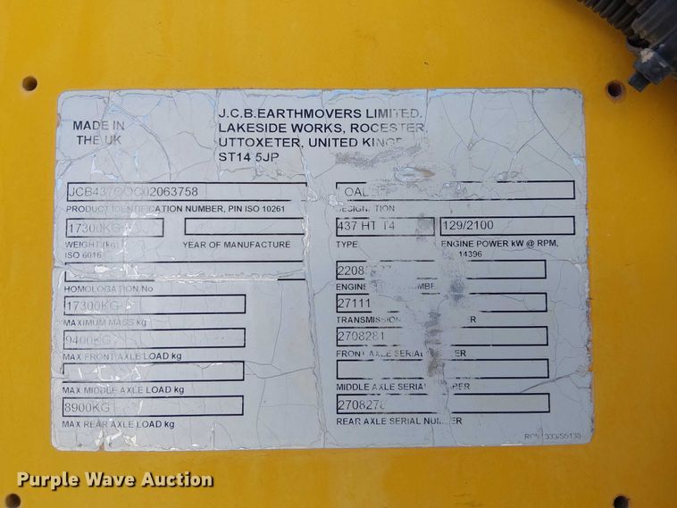 image for item EE5299 JCB 437 HT wheel loader