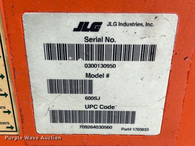 image for item EF1078 2008 JLG 600SJ boom lift