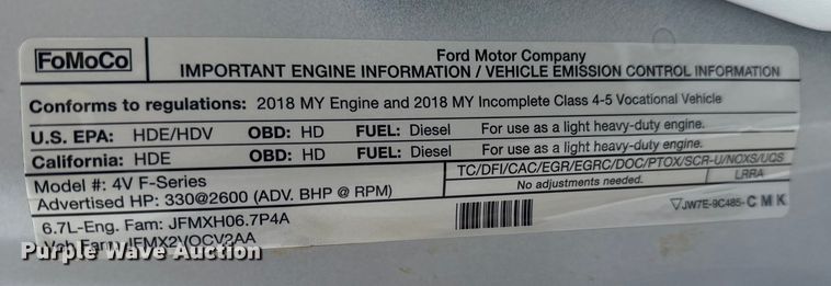 image for item EG1902 2018 Ford F550 Super Duty XL utility / service truck