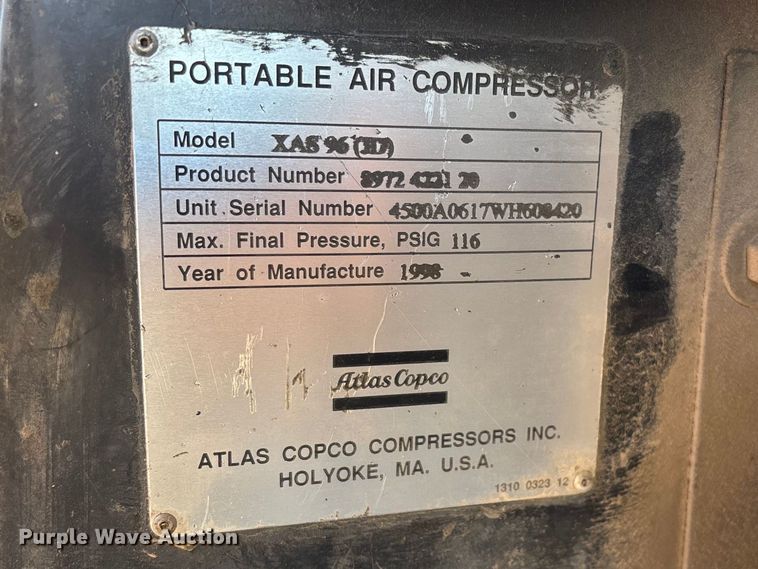 image for item EO4169 Atlas Copco XAS 96 185 CFM air compressor