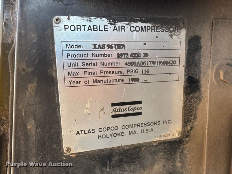 image for item EO4169 Atlas Copco XAS 96 185 CFM air compressor
