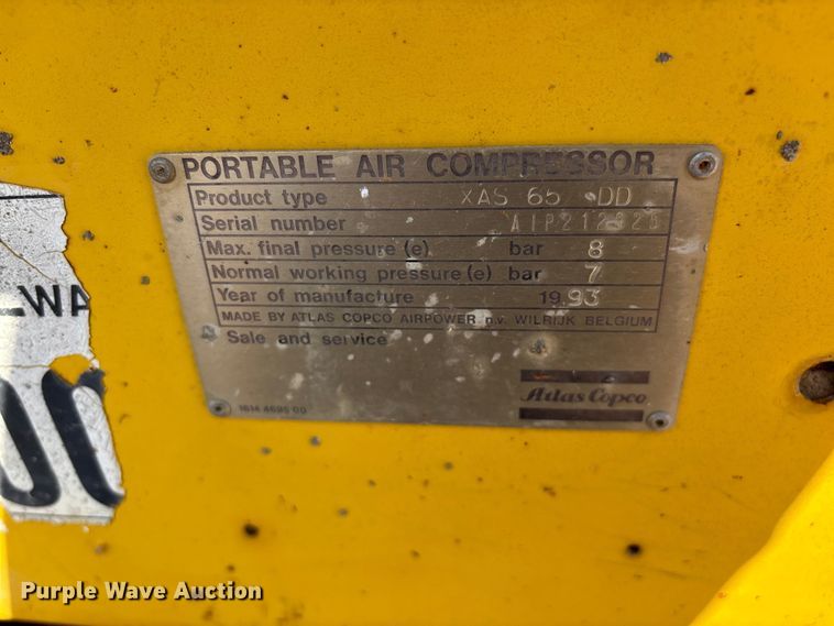 image for item EO4170 Atlas Copco XAS 65 DD air compressor