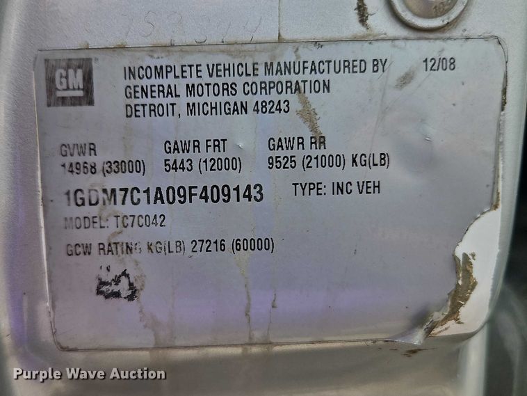 image for item EO7200 2009 GMC C7500 utility / service truck